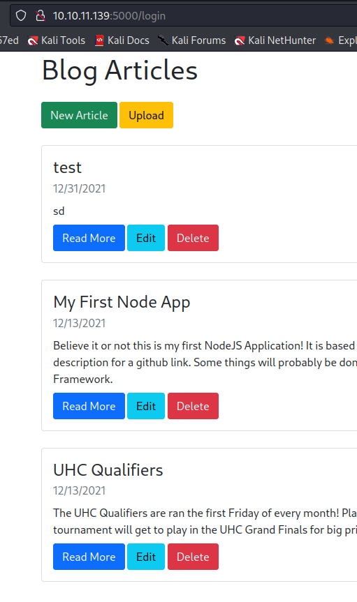Acceso conseguido al panel de administración NodeBlog