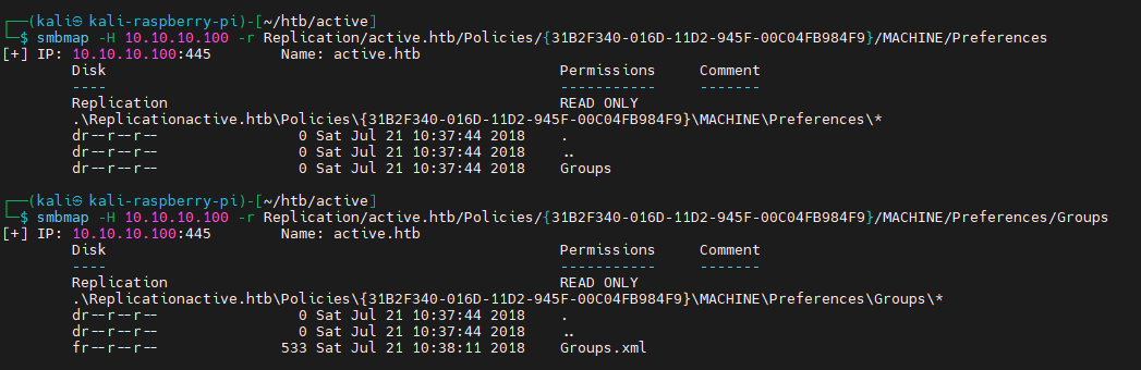 smbmap download Groups.xml GPP file